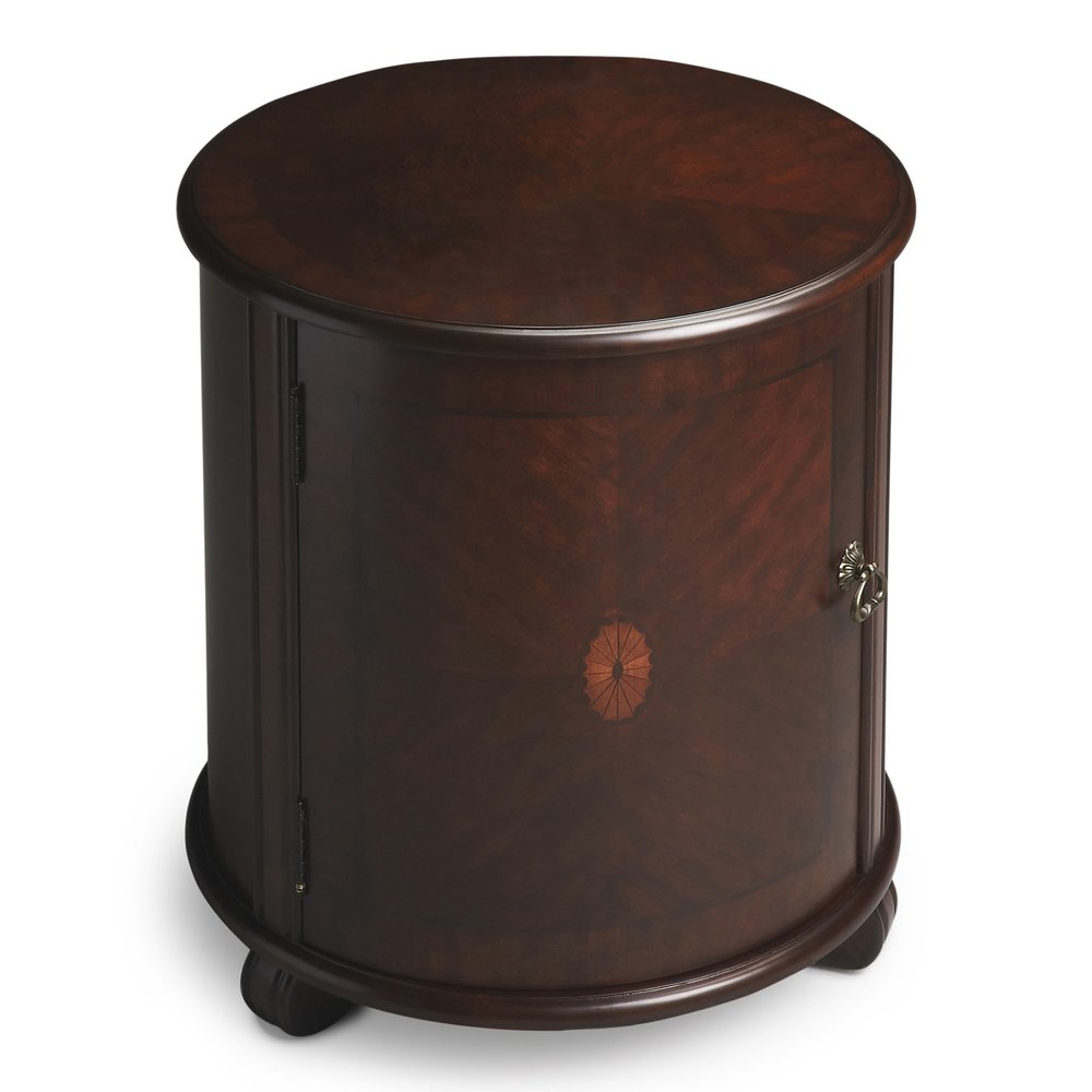 24" Dark Brown Wood Round Drum End Table HomeRoots
