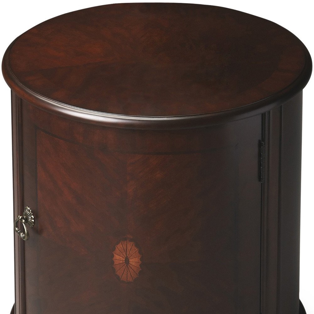 24" Dark Brown Wood Round Drum End Table HomeRoots