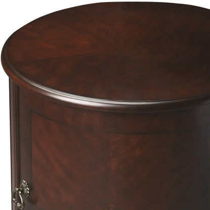 24" Dark Brown Wood Round Drum End Table HomeRoots