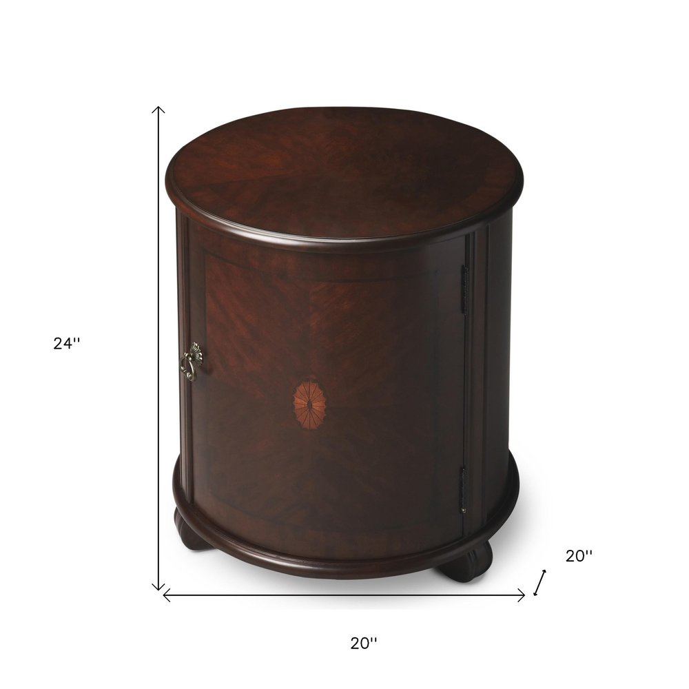24" Dark Brown Wood Round Drum End Table HomeRoots
