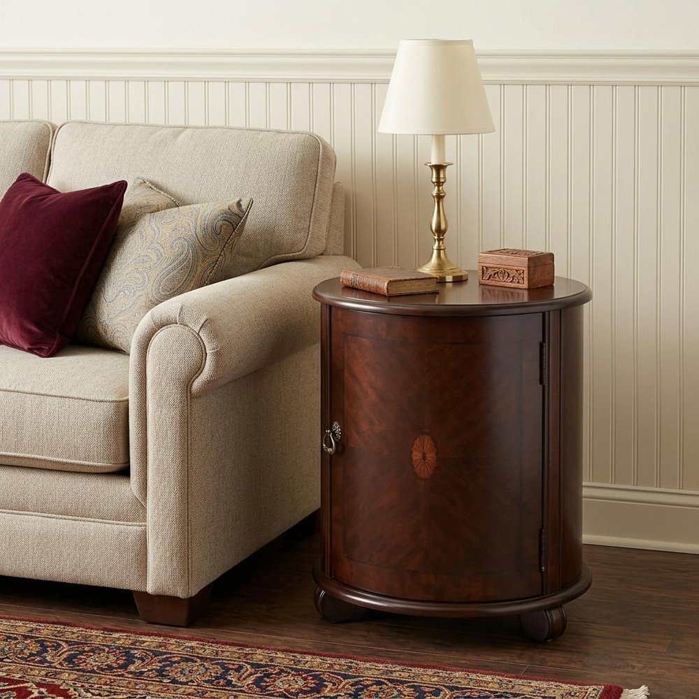 24" Dark Brown Wood Round Drum End Table HomeRoots