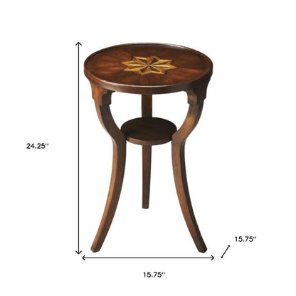 24" Wood Brown Wood And Solid Wood Round End Table With Shelf HomeRoots