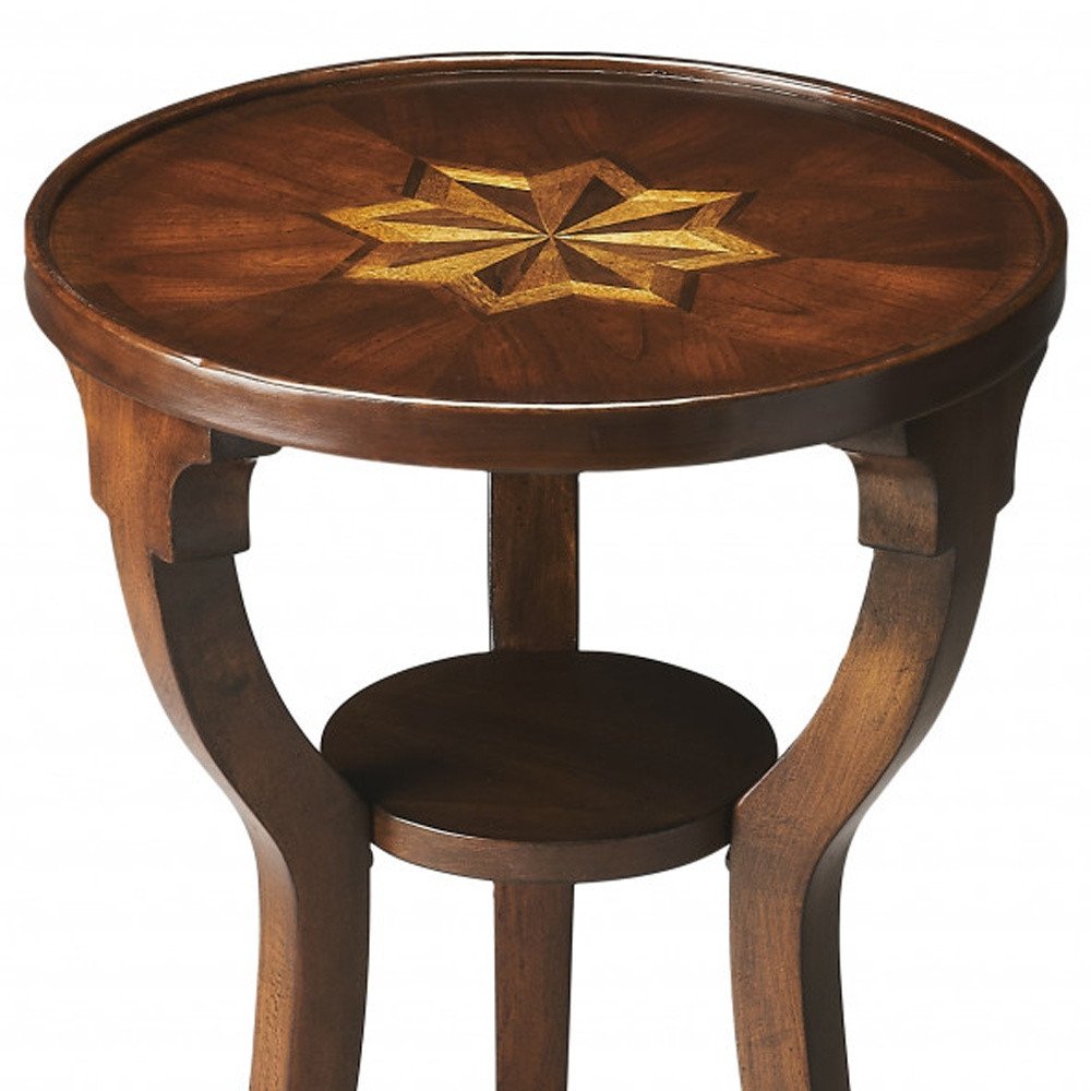 24" Wood Brown Wood And Solid Wood Round End Table With Shelf HomeRoots