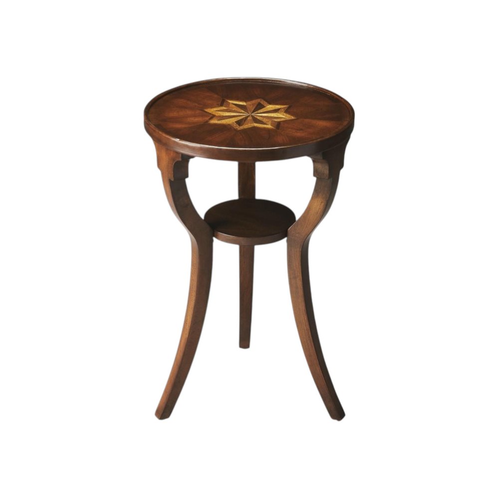 24" Wood Brown Wood And Solid Wood Round End Table With Shelf HomeRoots