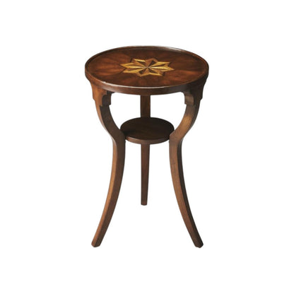 24" Wood Brown Wood And Solid Wood Round End Table With Shelf HomeRoots