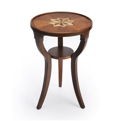 24" Brown And Olive Ash Manufactured Wood Round End Table With Shelf HomeRoots
