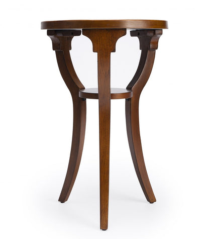 24" Brown And Olive Ash Manufactured Wood Round End Table With Shelf HomeRoots