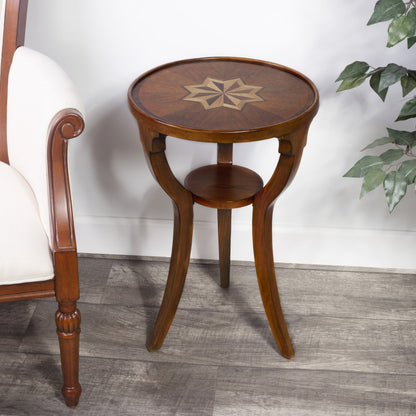 24" Brown And Olive Ash Manufactured Wood Round End Table With Shelf HomeRoots