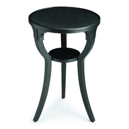 24" Black Manufactured Wood Round End Table With Shelf HomeRoots