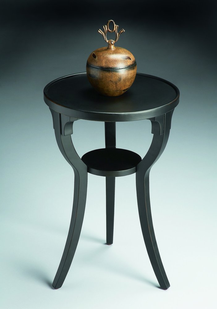 24" Black Manufactured Wood Round End Table With Shelf HomeRoots