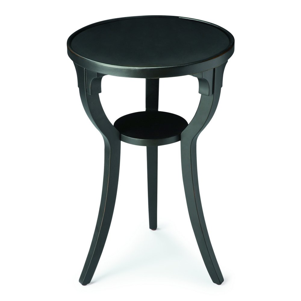24" Black Manufactured Wood Round End Table With Shelf HomeRoots