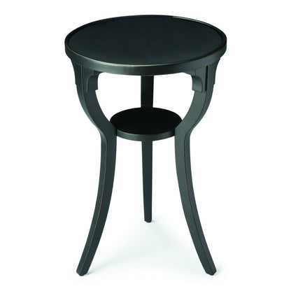 24" Black Manufactured Wood Round End Table With Shelf HomeRoots