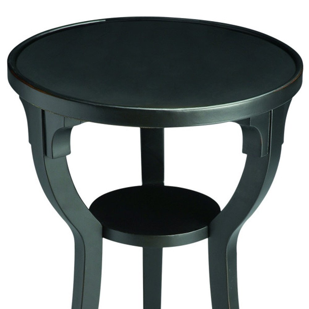 24" Black Manufactured Wood Round End Table With Shelf HomeRoots