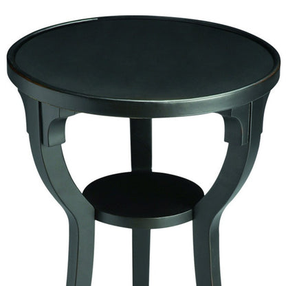 24" Black Manufactured Wood Round End Table With Shelf HomeRoots