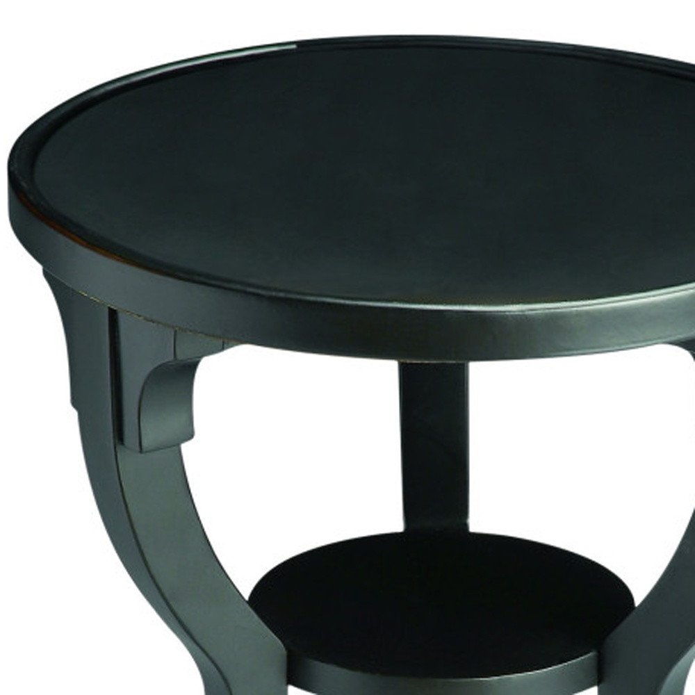 24" Black Manufactured Wood Round End Table With Shelf HomeRoots