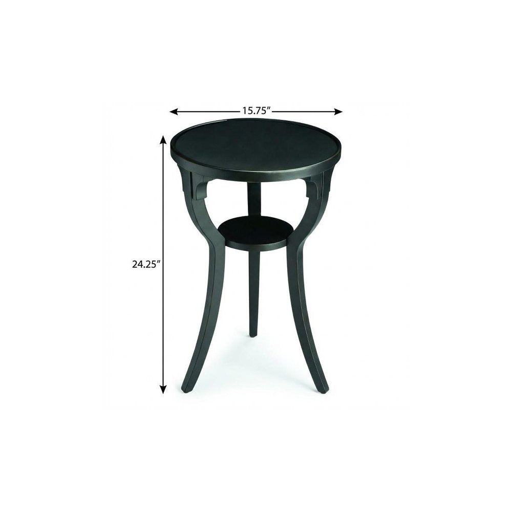 24" Black Manufactured Wood Round End Table With Shelf HomeRoots