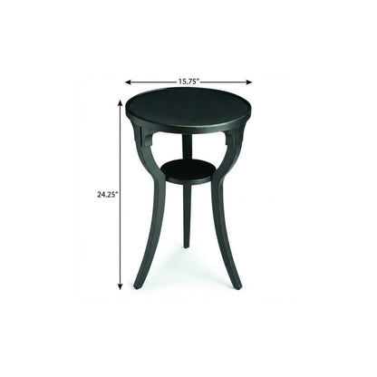 24" Black Manufactured Wood Round End Table With Shelf HomeRoots