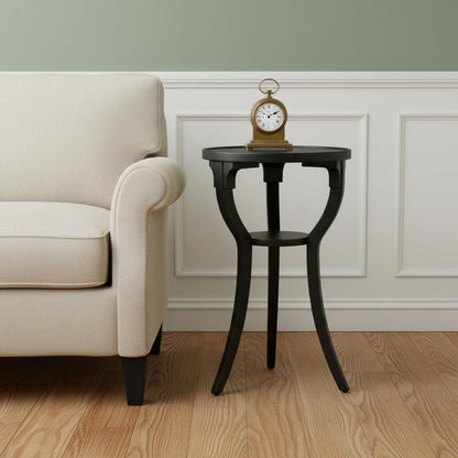 24" Black Manufactured Wood Round End Table With Shelf HomeRoots