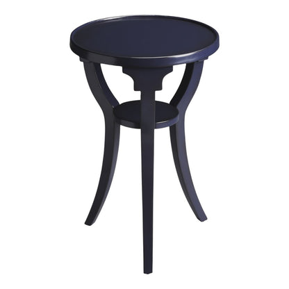 24" Blue Wood And Solid Wood Round End Table With Shelf HomeRoots
