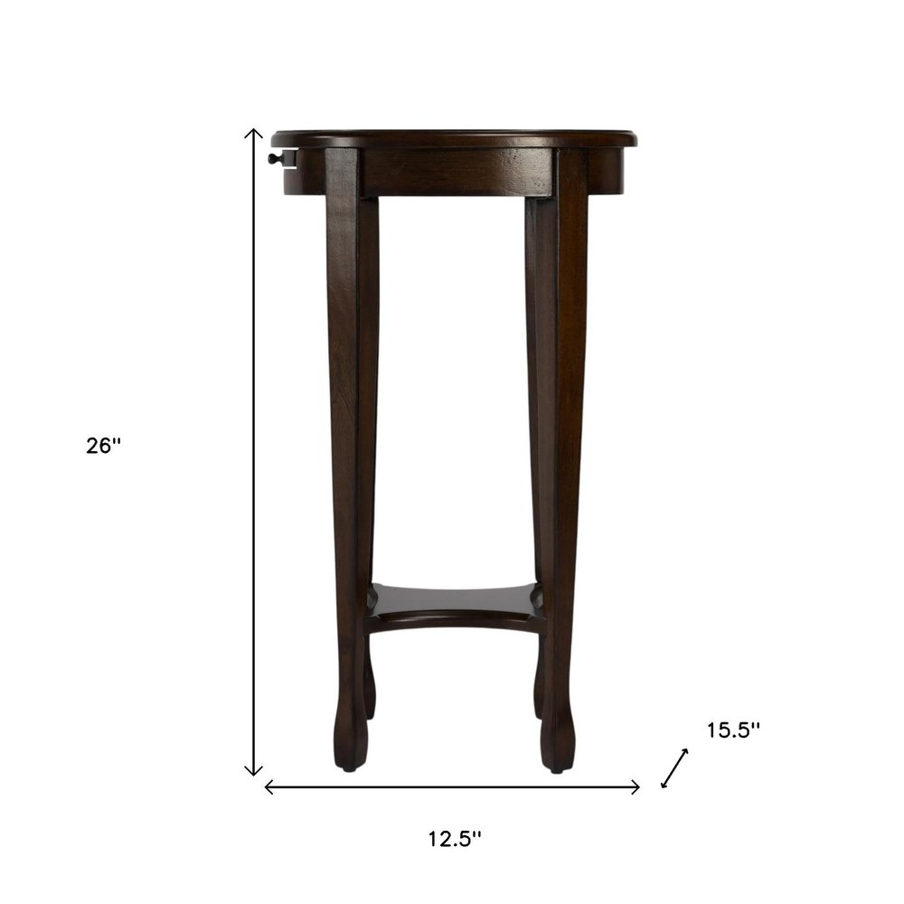 26" Chestnut Oval End Table With Shelf HomeRoots