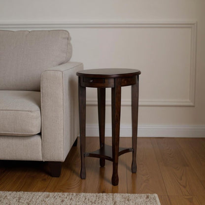 26" Chestnut Oval End Table With Shelf HomeRoots