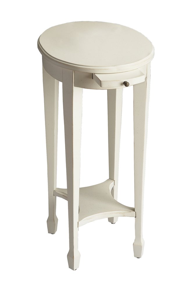 26" White Oval End Table With Shelf HomeRoots