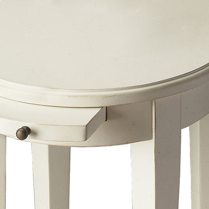 26" White Oval End Table With Shelf