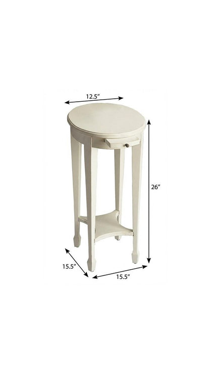 26" White Oval End Table With Shelf HomeRoots