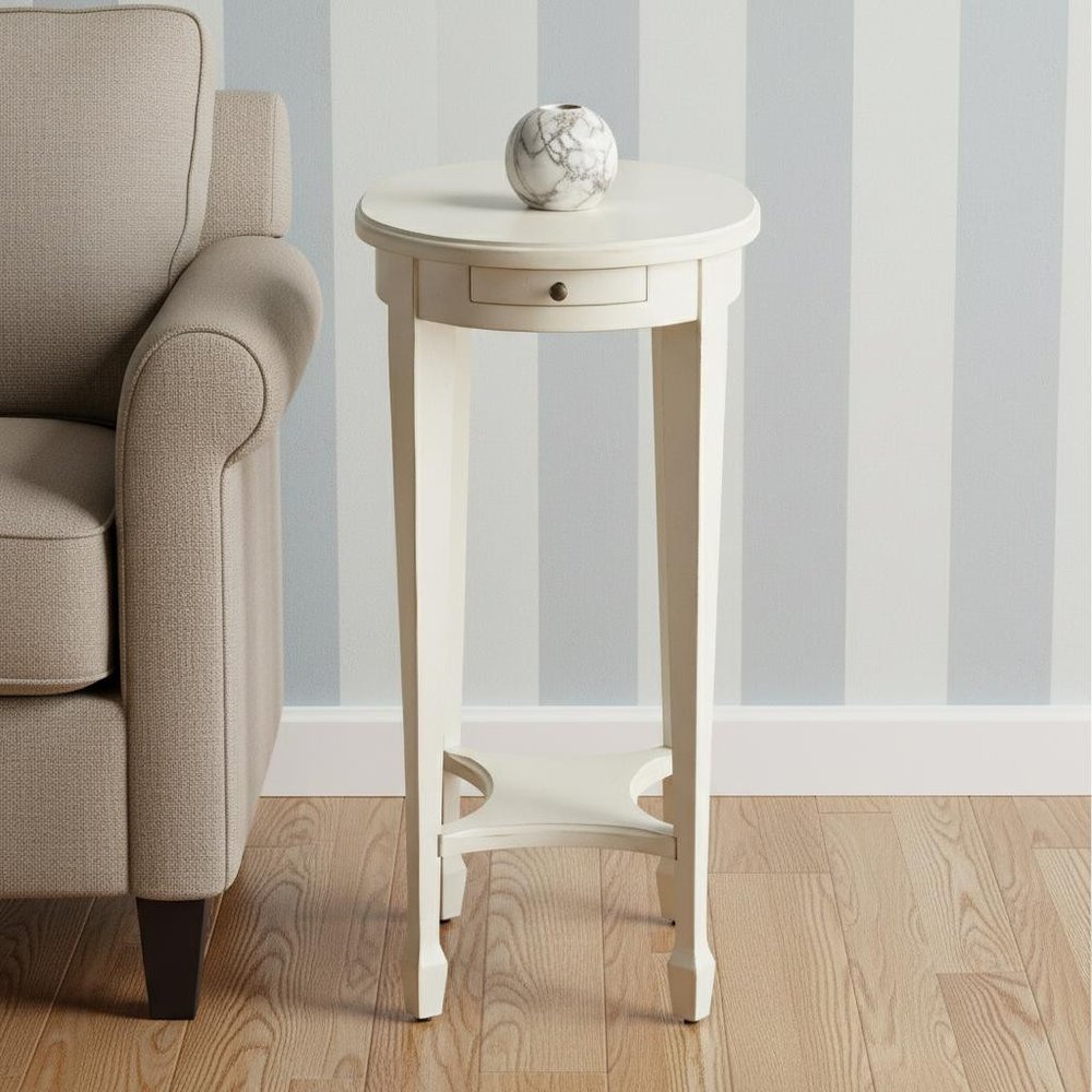 26" White Oval End Table With Shelf HomeRoots