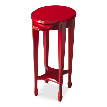 26" Red Manufactured Wood Oval End Table With Shelf HomeRoots