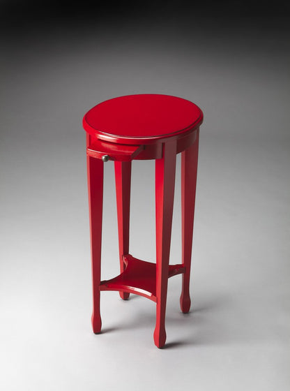 26" Red Manufactured Wood Oval End Table With Shelf HomeRoots