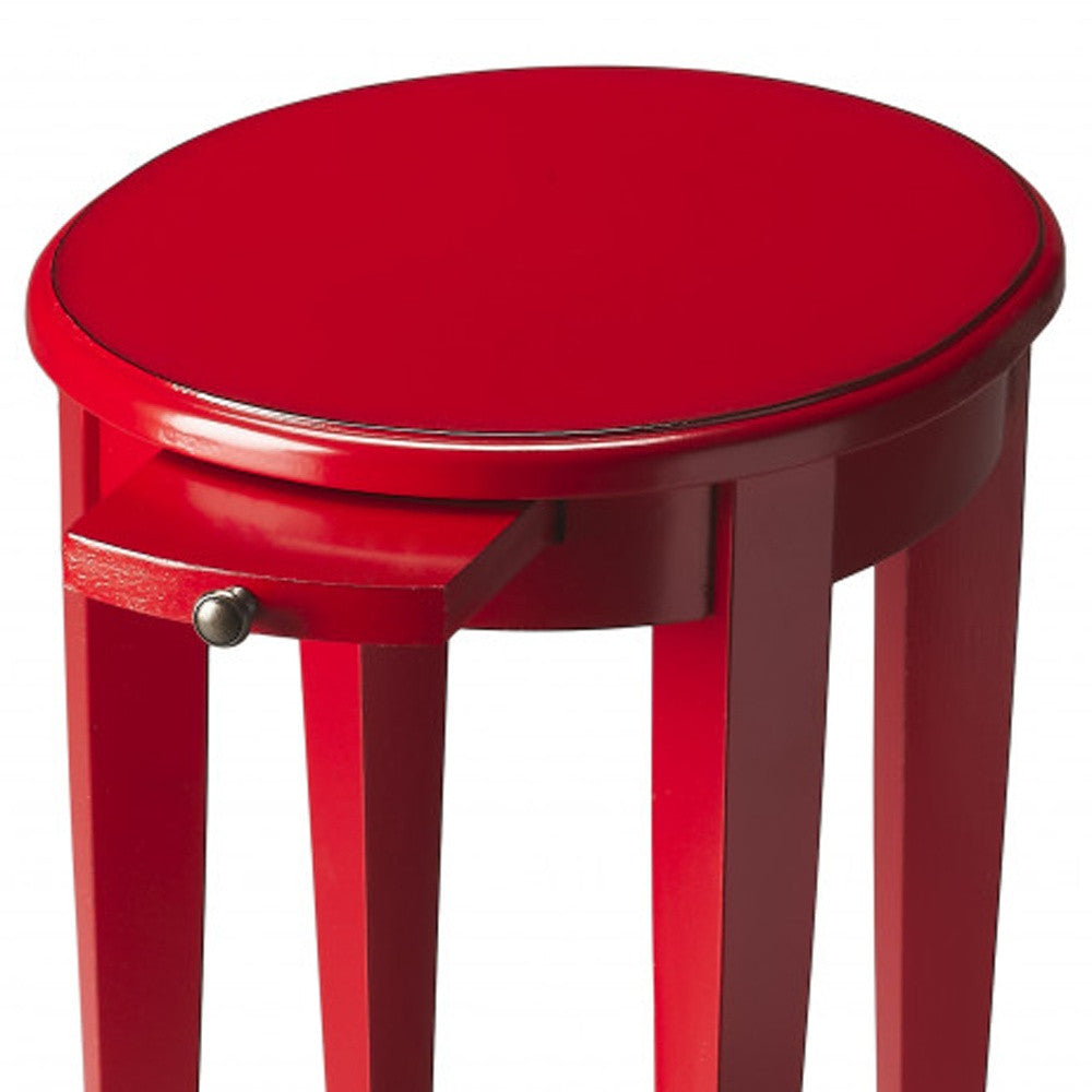 26" Red Manufactured Wood Oval End Table With Shelf