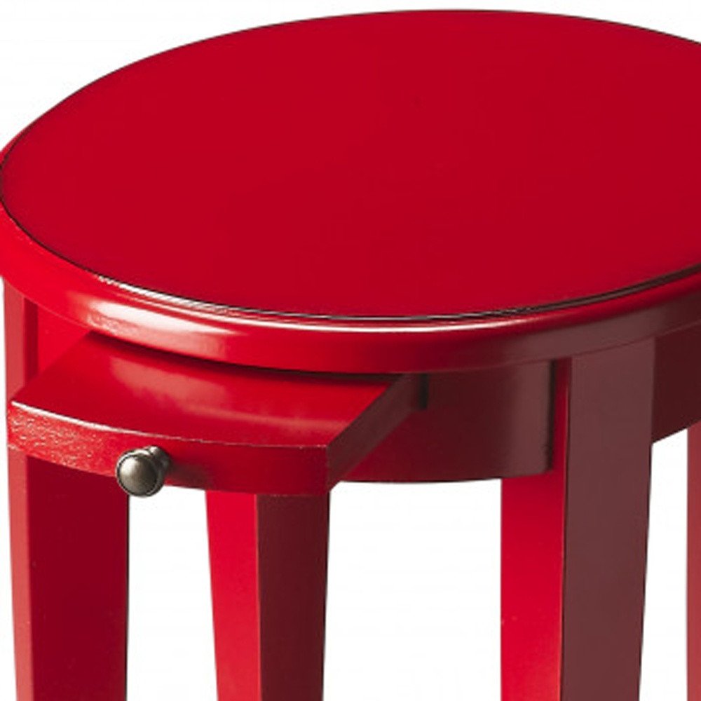 26" Red Manufactured Wood Oval End Table With Shelf HomeRoots