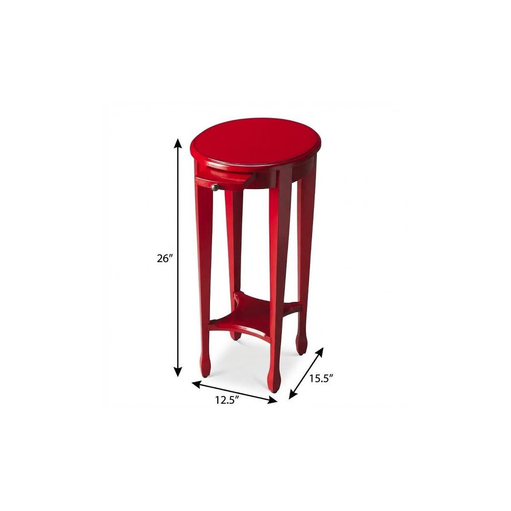 26" Red Manufactured Wood Oval End Table With Shelf HomeRoots