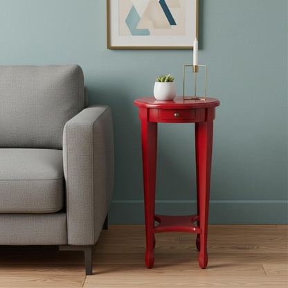 26" Red Manufactured Wood Oval End Table With Shelf HomeRoots