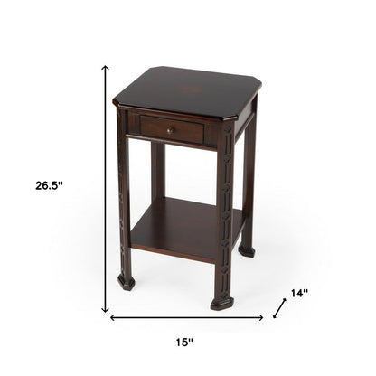 27" Dark Brown And Cherry Manufactured Wood Rectangular End Table With Drawer And Shelf HomeRoots