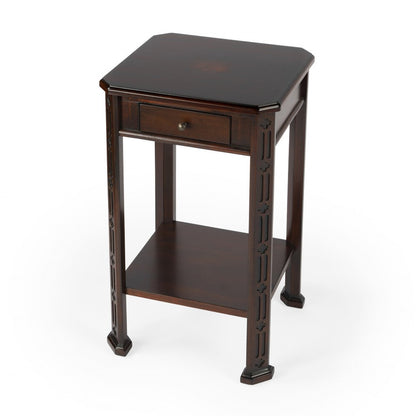 27" Dark Brown And Cherry Manufactured Wood Rectangular End Table With Drawer And Shelf HomeRoots