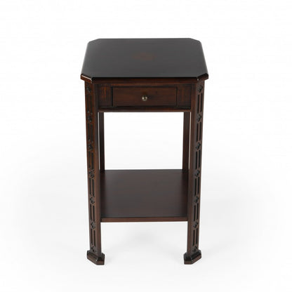 27" Dark Brown And Cherry Manufactured Wood Rectangular End Table With Drawer And Shelf HomeRoots
