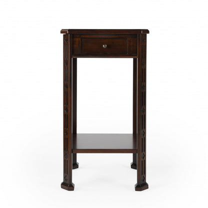 27" Dark Brown And Cherry Manufactured Wood Rectangular End Table With Drawer And Shelf HomeRoots