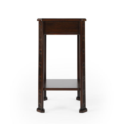 27" Dark Brown And Cherry Manufactured Wood Rectangular End Table With Drawer And Shelf HomeRoots