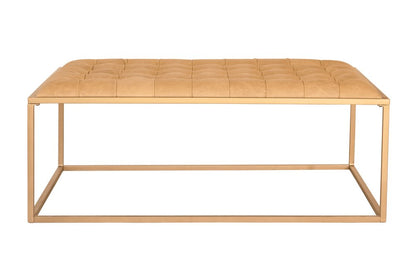48" Gold And Brown Leather Rectangular Coffee Table HomeRoots