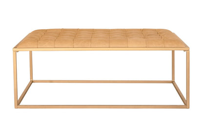 48" Gold And Brown Leather Rectangular Coffee Table HomeRoots