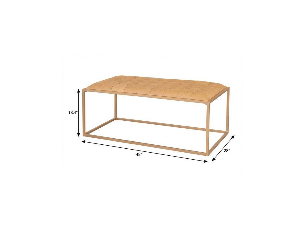 48" Gold And Brown Leather Rectangular Coffee Table HomeRoots