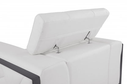 48" White And Gunmetal Italian Leather Arm Chair HomeRoots