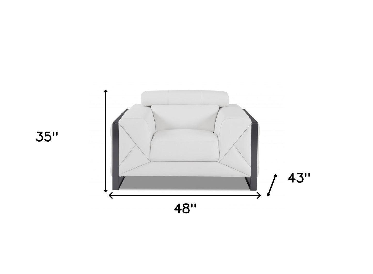 Mod Winter White Leather and Chrome Deco Accent Chair