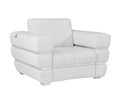 48" White Italian Leather Arm Chair HomeRoots