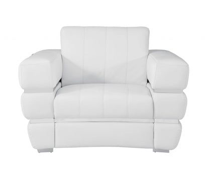 48" White Italian Leather Arm Chair