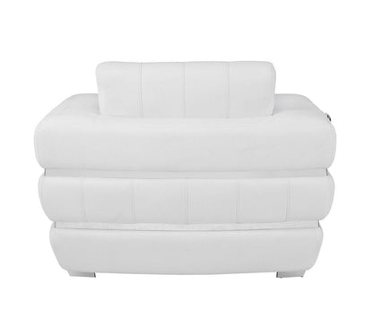 48" White Italian Leather Arm Chair HomeRoots