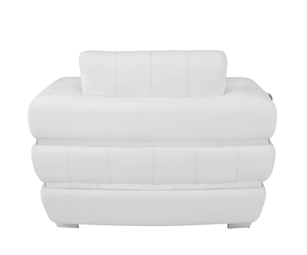 48" White Italian Leather Arm Chair HomeRoots