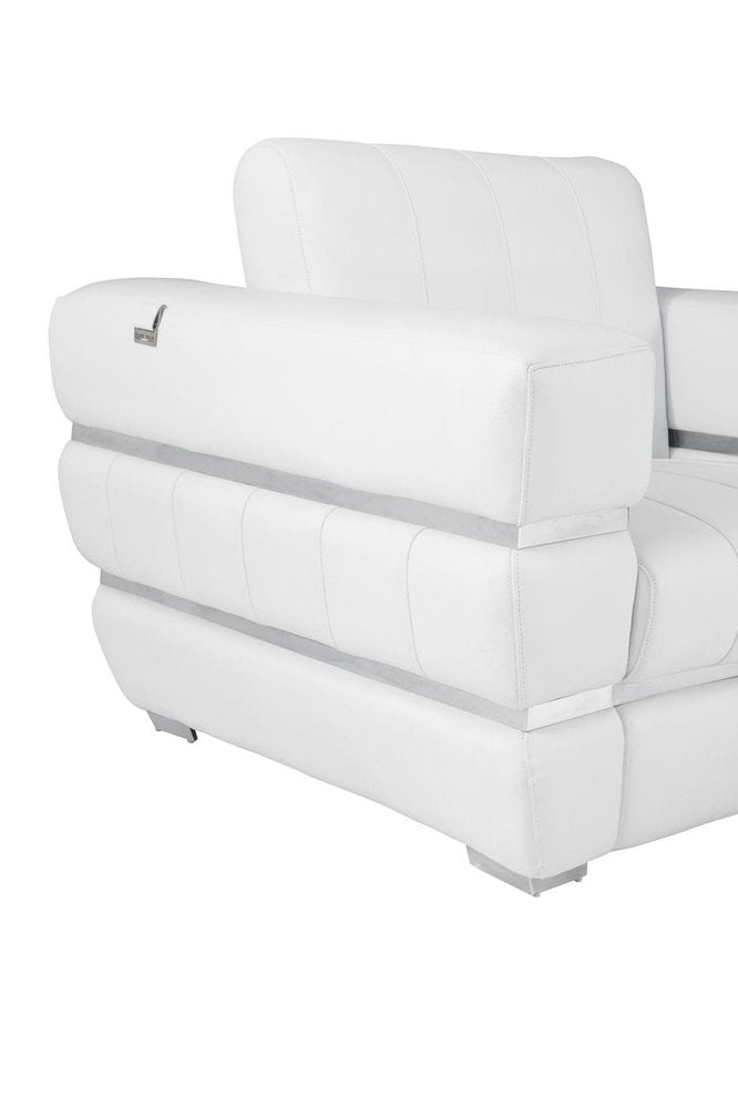 48" White Italian Leather Arm Chair HomeRoots